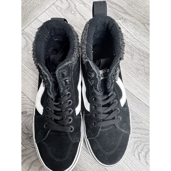 Vans SK8-Hi Shoes Black Suede Faux Fur Sherpa Women's Size 6 - Picture 9 of 11